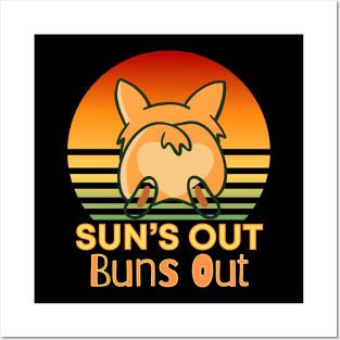 Suns out Buns Out Corgi Sunset Posters and Art